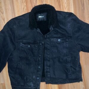 Fashion Nova Black Sherpa-Lined Shirt Jacket